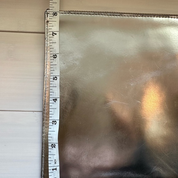 Clare V. Flat Clutch in Silver Leather